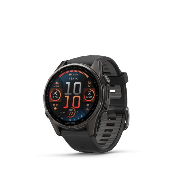 Garmin fēnix® 8 Amoled Titanium - Sapphire išmanusis laikrodis | 43 mm | Carbon Gray - Black