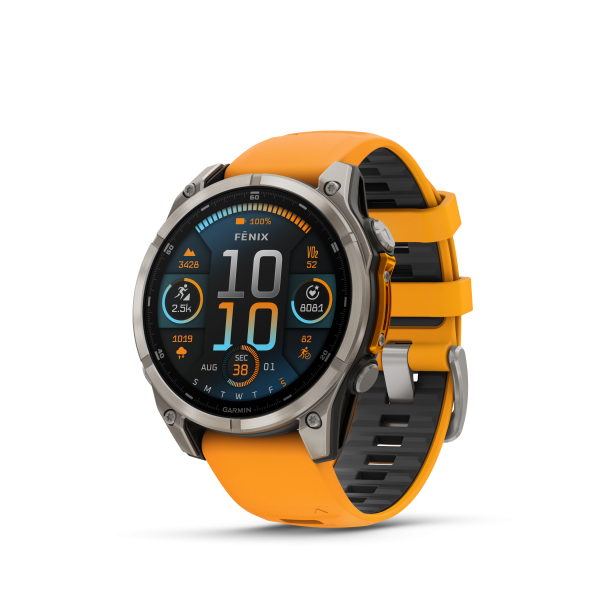 Garmin fēnix® 8 Amoled Titanium - Sapphire išmanusis laikrodis | 47 mm | Titanium - Spark Orange