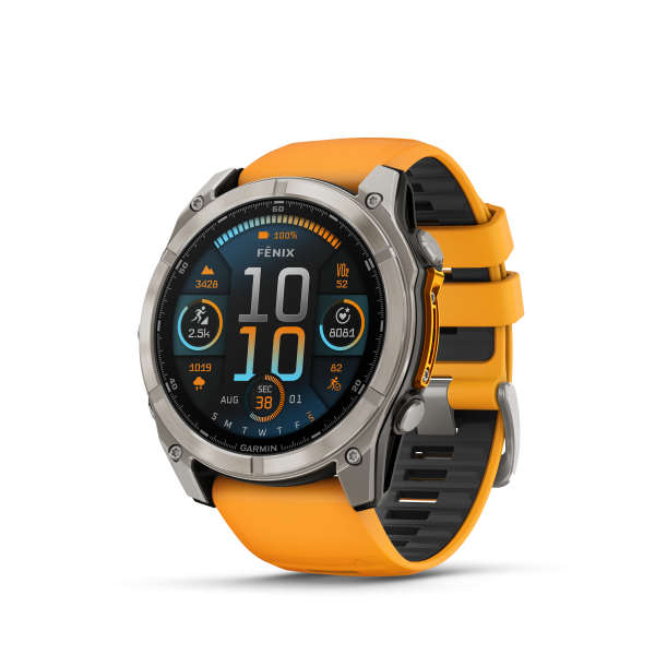 Garmin fēnix® 8 Amoled Titanium - Sapphire išmanusis laikrodis | 51 mm | Titanium - Spark Orange