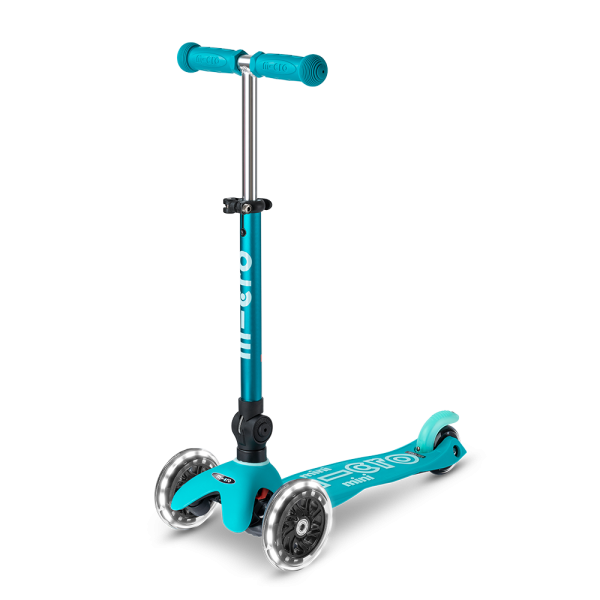 Mini Micro Deluxe LED Foldable Scooter | Aqua