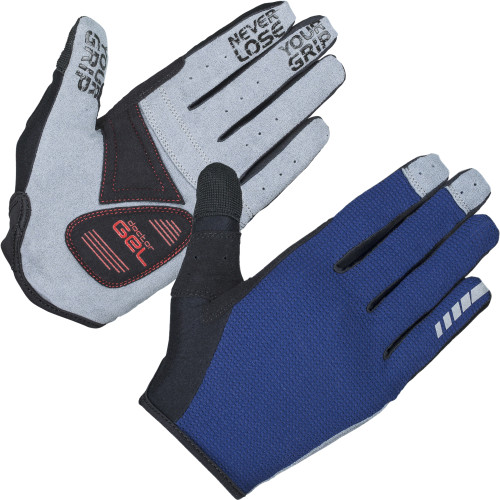 blue biker gloves