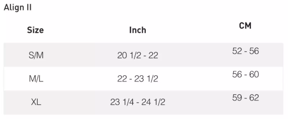 Align II Helmet Size Chart