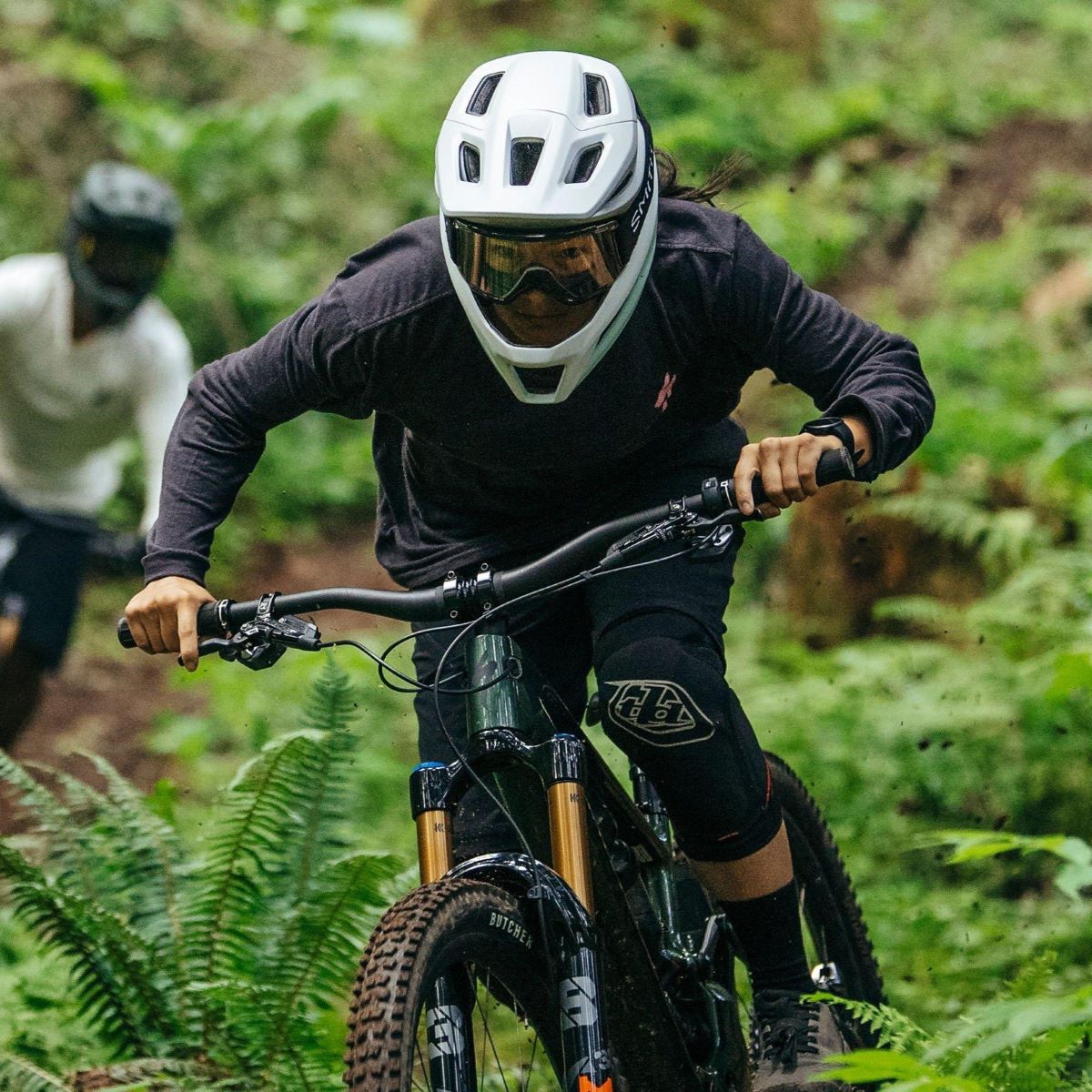 women with helmet