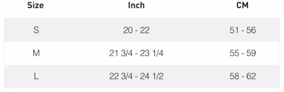 Loma helmet size chart